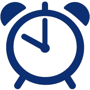 Alarm clock geometric vector featuring a minimalist dark blue line-art twin-bell design with a clean analog face.