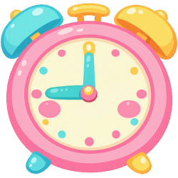 Alarm Clock Icon Cute Kawaii PNG Alarm clock icon cute kawaii featuring a playful pastel pink design with blue and yellow bells and a colorful dotted dial.