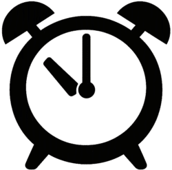 Alarm Clock Icon Minimal Flat PNG Alarm clock icon minimal flat featuring a clean solid black twin-bell silhouette with simple analog hands.