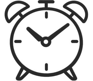 Alarm clock outline vector featuring a minimalist black line-art twin-bell design with a transparent center.
