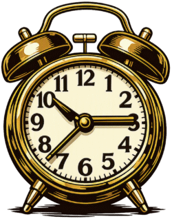 Alarm clock retro twinbell featuring a detailed vintage golden brass design with a classic analog dial and twin bells.
