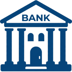 Bank Building PNG Bank building featuring a solid dark blue flat vector illustration of a classic financial institution with the word BANK.