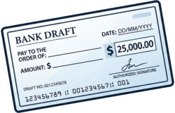 Bank Draft Icon PNG Bank draft icon featuring a clean light blue and white vector illustration of a commercial bank check.