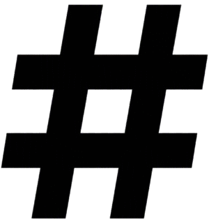 Hashtag icon social flat featuring a solid black minimalist pound sign design.