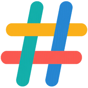 Hashtag icon trending featuring a colorful pound sign with teal, blue, yellow, and red overlapping lines.