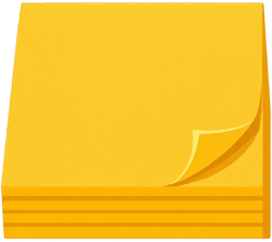 Notebook sticky memo stack featuring a vibrant yellow notepad with a realistic curled peeling corner.