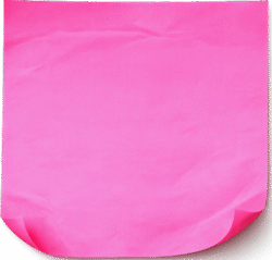 Sticky note realistic crinkle featuring a bright pink memo pad with authentic paper creases and curled bottom corners.