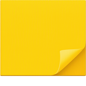 Sticky note yellow flat featuring a classic bright yellow memo pad with a folded bottom right corner.