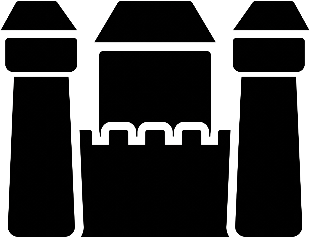 1. Alt text: Tourist castle icon featuring a clean minimalist outline vector design of a medieval fortress with battlements and two side towers.